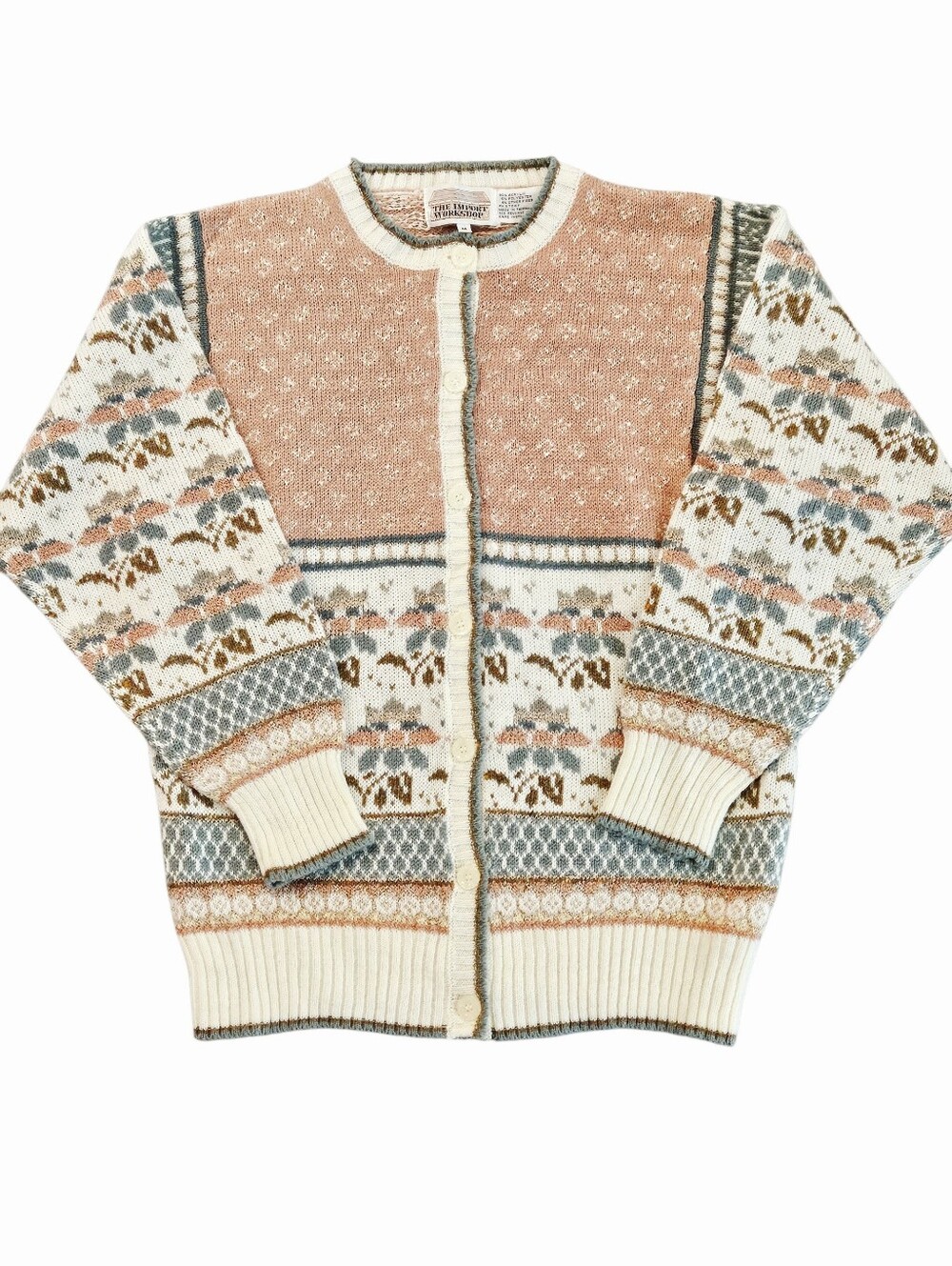 VINTAGE Import Workshop Pastel Knit Grannycore Granny Cardigan Sweater Medium